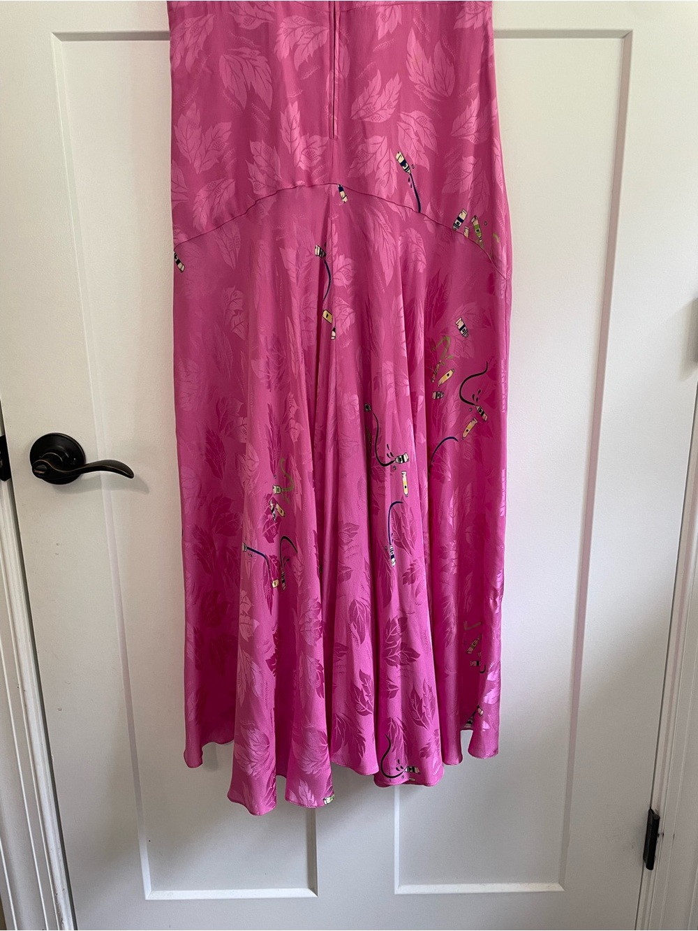 Rare Vintage Nicole Miller 100% Silk Paint Tube Novelty Print Jacquard Maxi Dres - Picture 10 of 10